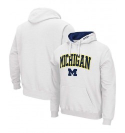 Men's White Michigan Wolverines Arch Logo 3.0 Pullover Hoodie $25.80 Sweatshirt