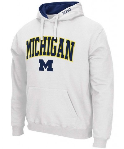 Men's White Michigan Wolverines Arch Logo 3.0 Pullover Hoodie $25.80 Sweatshirt