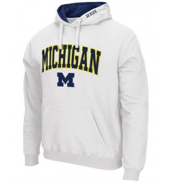 Men's White Michigan Wolverines Arch Logo 3.0 Pullover Hoodie $25.80 Sweatshirt