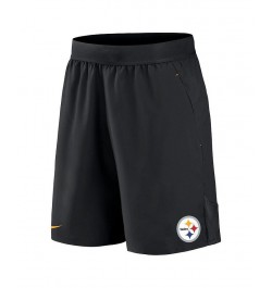 Men's Black Pittsburgh Steelers Stretch Woven Shorts $24.20 Shorts