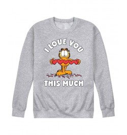 Men's Garfield Love You This Much Fleece Sweatshirt Gray $28.04 Sweatshirt