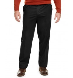 Men's Big & Tall Signature Lux Cotton Classic Fit Creased Stretch Khaki Pants Black $35.39 Pants