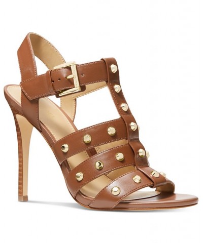 Women's Jagger Studded Strappy Dress Sandals Brown $87.75 Shoes