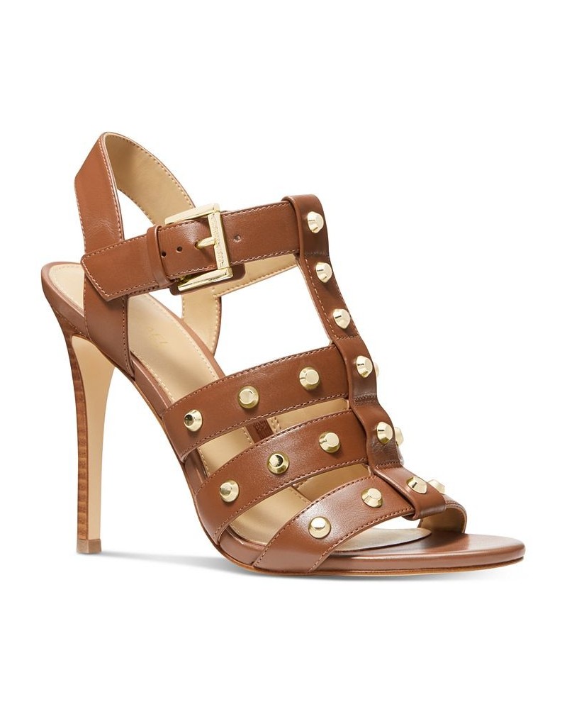 Women's Jagger Studded Strappy Dress Sandals Brown $87.75 Shoes