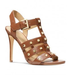 Women's Jagger Studded Strappy Dress Sandals Brown $87.75 Shoes