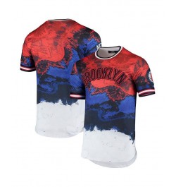 Men's Red, Blue Brooklyn Nets Americana Dip Dye T-shirt $32.80 T-Shirts