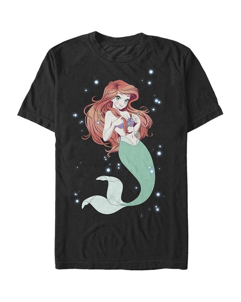 Men's Anime Ariel Short Sleeve Crew T-shirt Black $17.84 T-Shirts