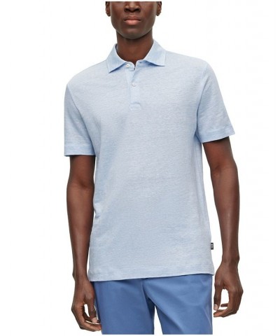 BOSS Men's Regular-Fit Two-Tone Linen Polo Shirt Blue $79.00 Polo Shirts