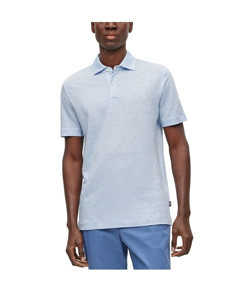 BOSS Men's Regular-Fit Two-Tone Linen Polo Shirt Blue $79.00 Polo Shirts