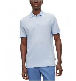 BOSS Men's Regular-Fit Two-Tone Linen Polo Shirt Blue $79.00 Polo Shirts