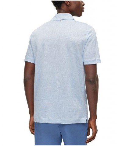 BOSS Men's Regular-Fit Two-Tone Linen Polo Shirt Blue $79.00 Polo Shirts