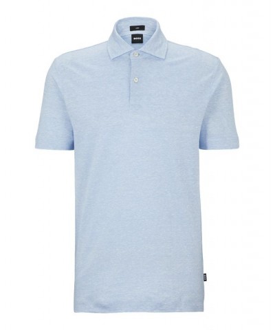 BOSS Men's Regular-Fit Two-Tone Linen Polo Shirt Blue $79.00 Polo Shirts