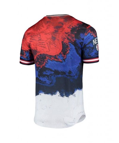 Men's Red, Blue Brooklyn Nets Americana Dip Dye T-shirt $32.80 T-Shirts