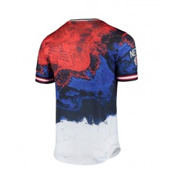 Men's Red, Blue Brooklyn Nets Americana Dip Dye T-shirt $32.80 T-Shirts