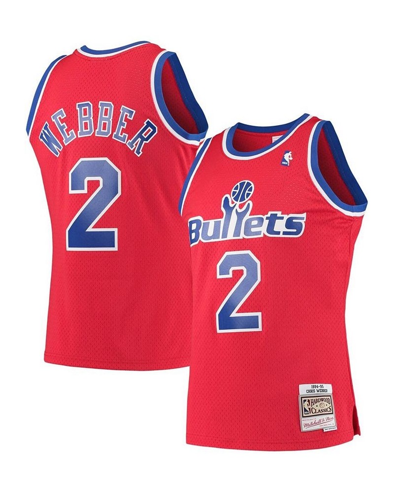 Men's Chris Webber Red Washington Bullets Hardwood Classics 1994-95 Swingman Jersey $59.45 Jersey