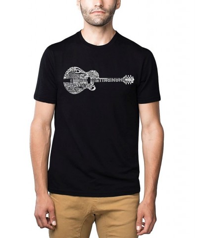 Men's Premium Word Art T-Shirt - Country Guitar Black $18.45 T-Shirts