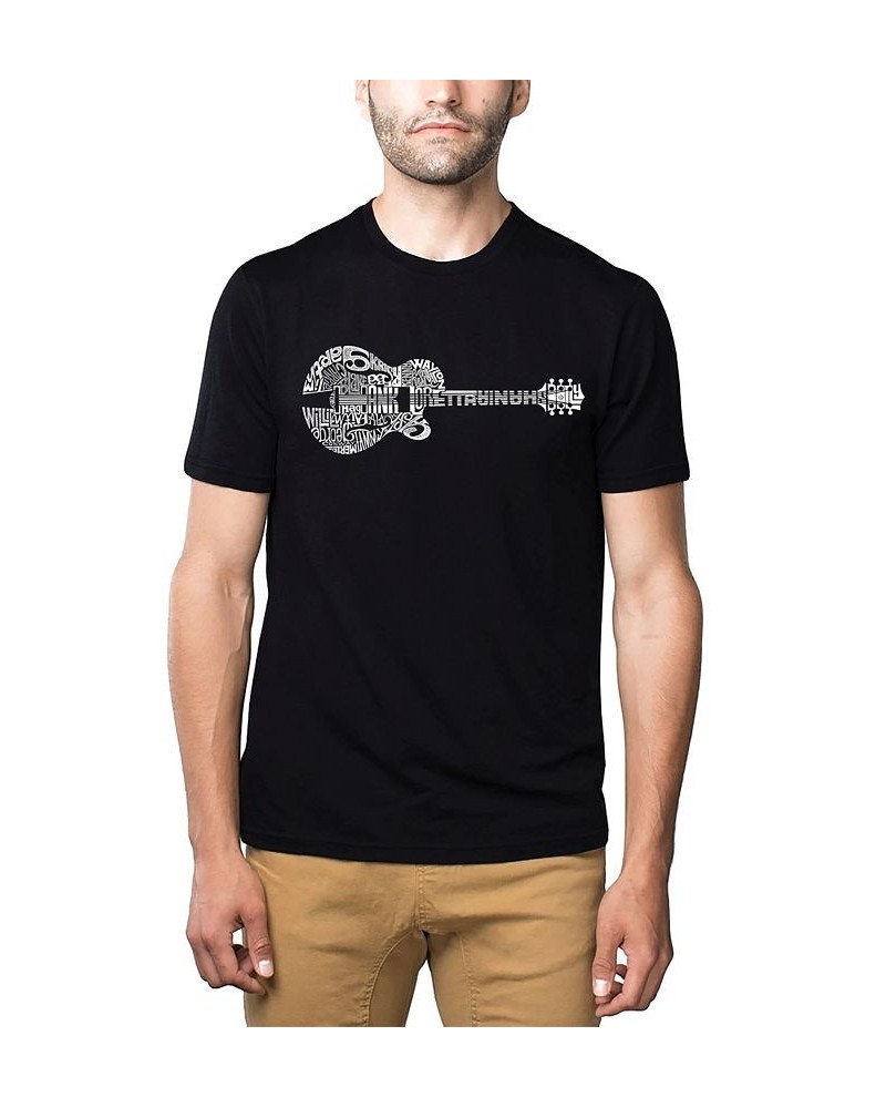 Men's Premium Word Art T-Shirt - Country Guitar Black $18.45 T-Shirts