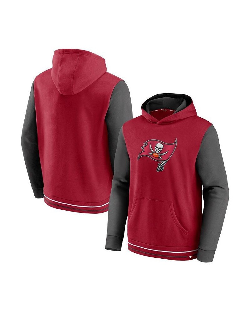 Men's Branded Red and Pewter Tampa Bay Buccaneers Block Party Pullover Hoodie $28.67 Sweatshirt