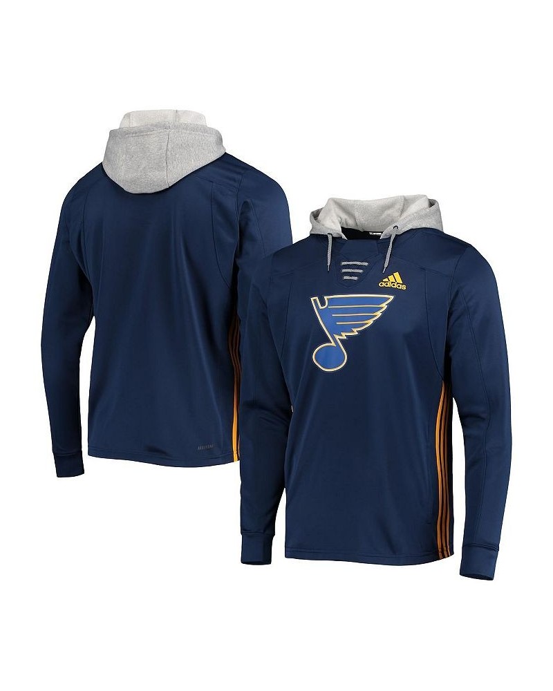 Men's Navy St. Louis Blues Skate Lace AEROREADY Pullover Hoodie $33.00 Sweatshirt