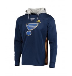 Men's Navy St. Louis Blues Skate Lace AEROREADY Pullover Hoodie $33.00 Sweatshirt