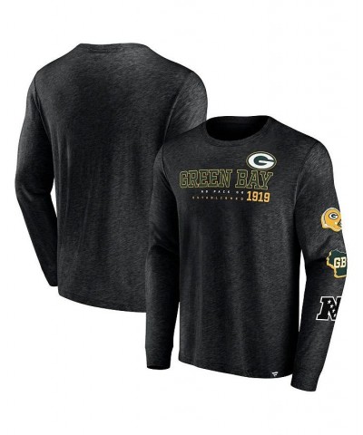 Men's Branded Heather Black Green Bay Packers High Whip Pitcher Long Sleeve T-shirt $26.99 T-Shirts