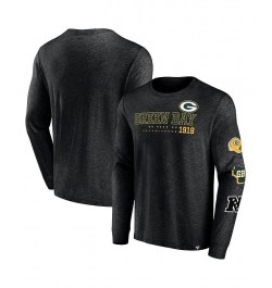 Men's Branded Heather Black Green Bay Packers High Whip Pitcher Long Sleeve T-shirt $26.99 T-Shirts