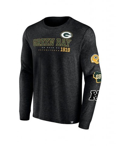 Men's Branded Heather Black Green Bay Packers High Whip Pitcher Long Sleeve T-shirt $26.99 T-Shirts