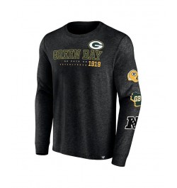 Men's Branded Heather Black Green Bay Packers High Whip Pitcher Long Sleeve T-shirt $26.99 T-Shirts