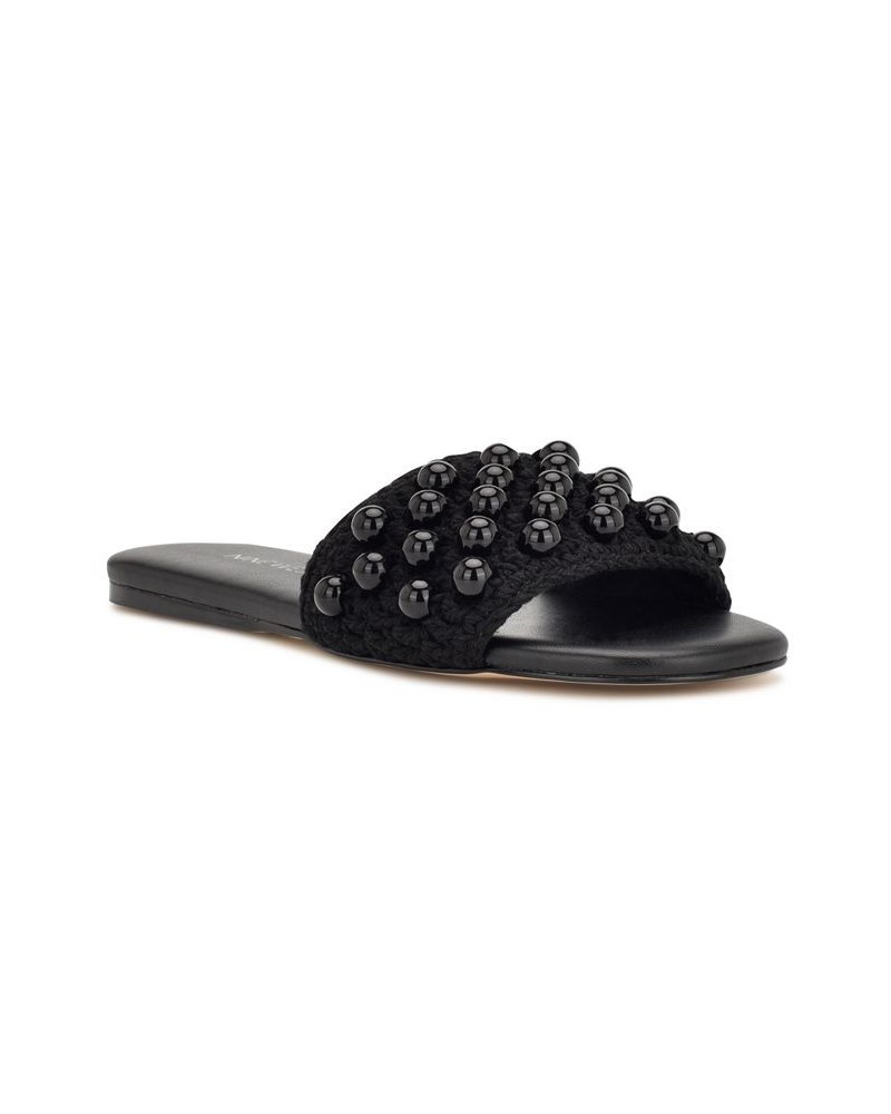 Women's Leelee Round Toe Slip-On Slide Sandals Black $54.45 Shoes