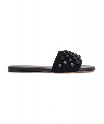 Women's Leelee Round Toe Slip-On Slide Sandals Black $54.45 Shoes