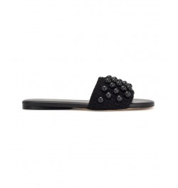 Women's Leelee Round Toe Slip-On Slide Sandals Black $54.45 Shoes