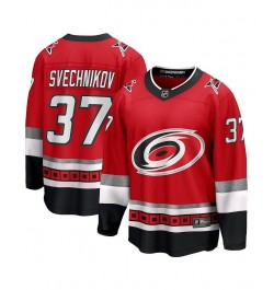 Men's Branded Andrei Svechnikov Red Carolina Hurricanes 25th Anniversary Premier Breakaway Player Jersey $75.85 Jersey