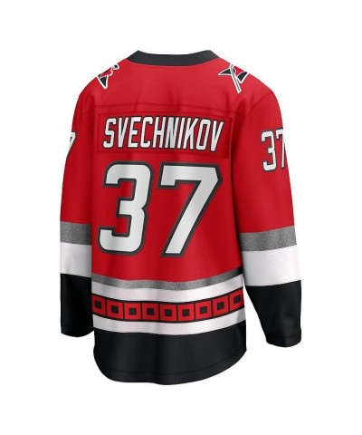 Men's Branded Andrei Svechnikov Red Carolina Hurricanes 25th Anniversary Premier Breakaway Player Jersey $75.85 Jersey