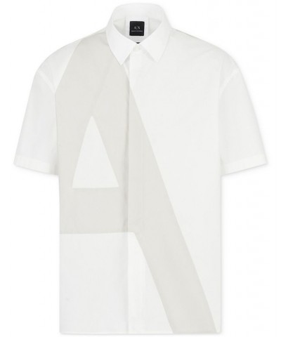 Men's Loose-Fit Pieced Logo Button-Down Shirt White $57.20 Shirts