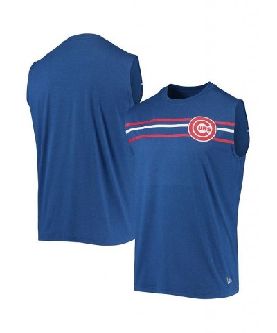 Men's Heathered Royal Chicago Cubs Muscle Tank Top $26.99 T-Shirts