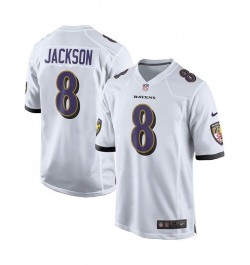 Men's Lamar Jackson White Baltimore Ravens Player Game Jersey $47.60 Jersey