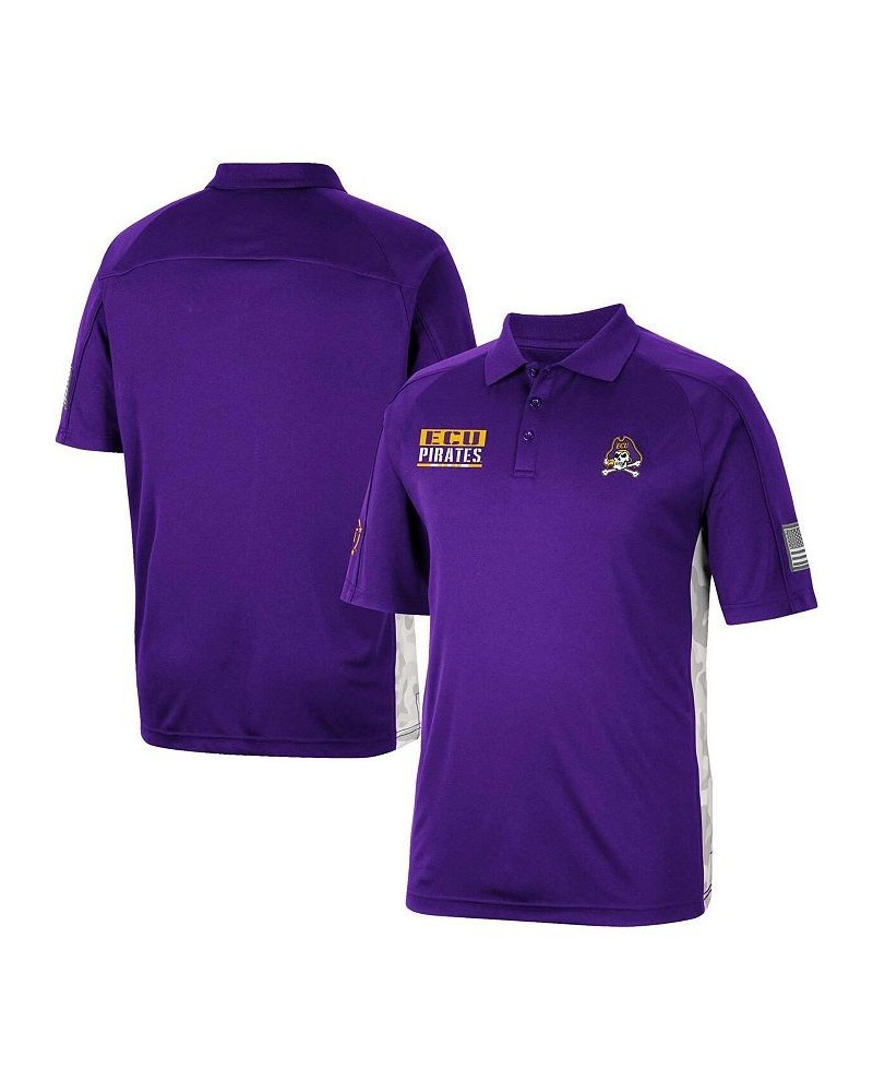 Men's Purple ECU Pirates OHT Military-Inspired Appreciation Snow Camo Polo Shirt $31.19 Polo Shirts