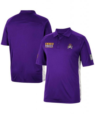 Men's Purple ECU Pirates OHT Military-Inspired Appreciation Snow Camo Polo Shirt $31.19 Polo Shirts