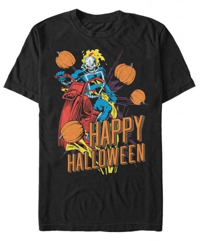 Marvel Men's Ghost Rider Happy Halloween Short Sleeve T-Shirt Black $15.05 T-Shirts