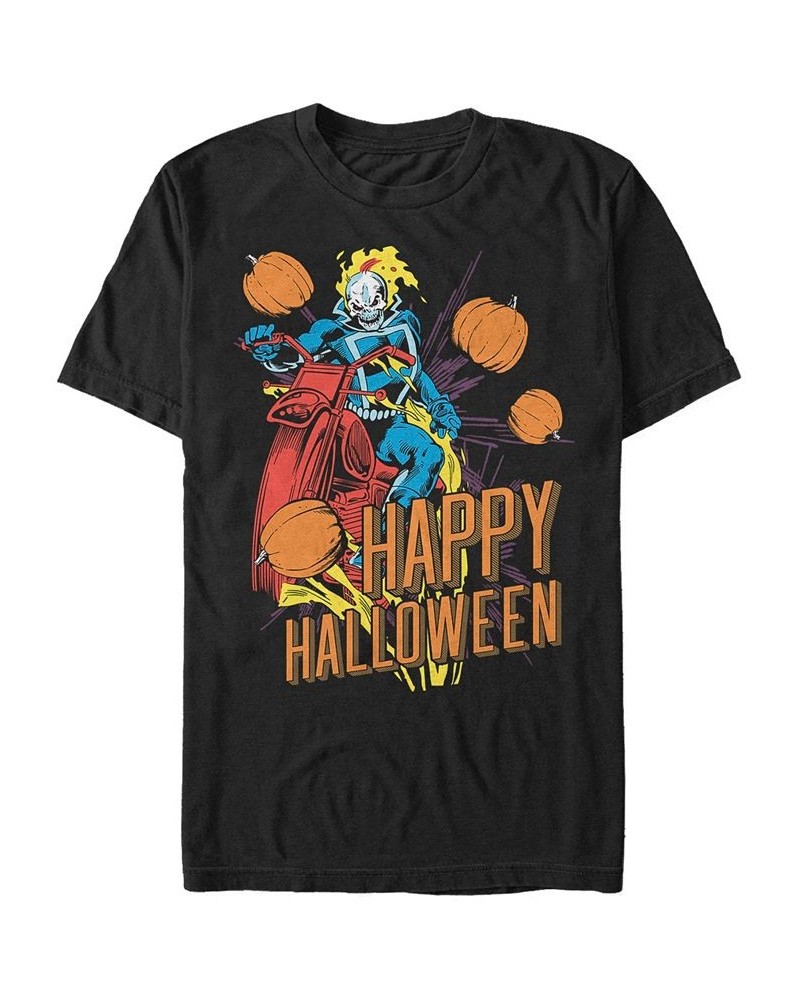 Marvel Men's Ghost Rider Happy Halloween Short Sleeve T-Shirt Black $15.05 T-Shirts