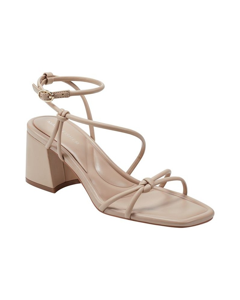 Women's Gurion Square Toe Strappy Block Heel Sandals Light Natural $38.00 Shoes