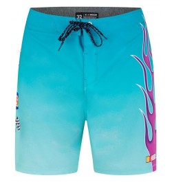 Men's Phantom Nascar Flames Drawstring Board Shorts Blue $46.75 Swimsuits