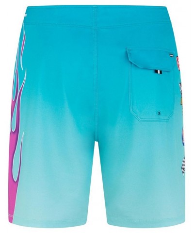 Men's Phantom Nascar Flames Drawstring Board Shorts Blue $46.75 Swimsuits