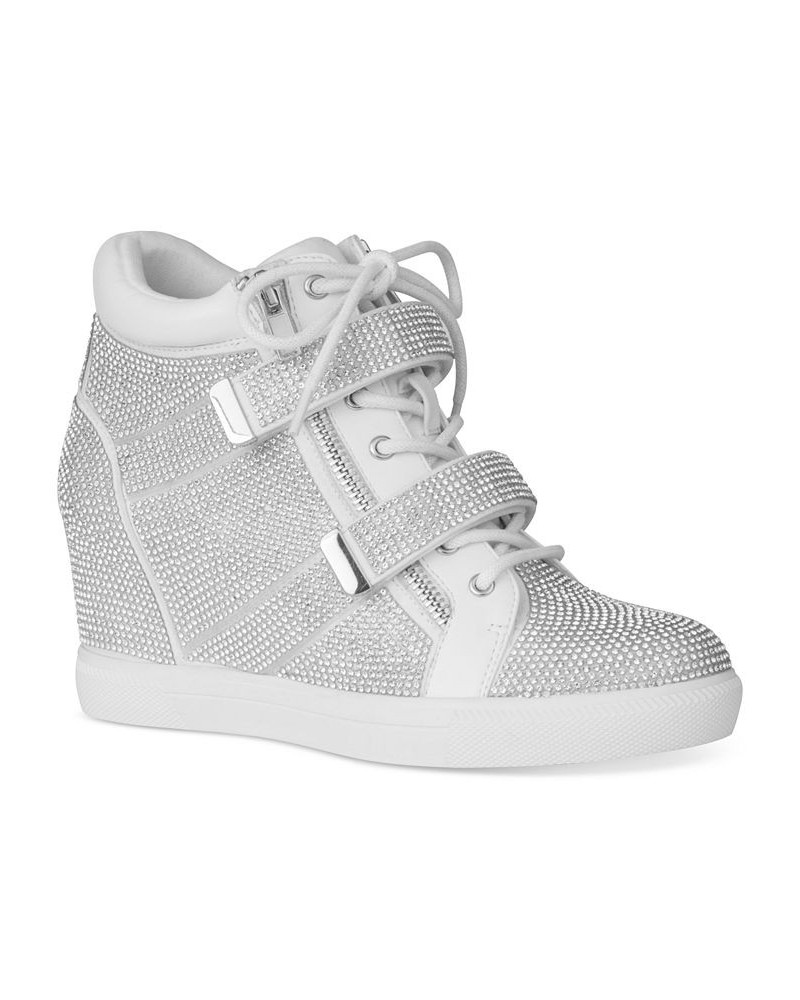 Women's Debby Wedge Sneakers Silver $31.85 Shoes