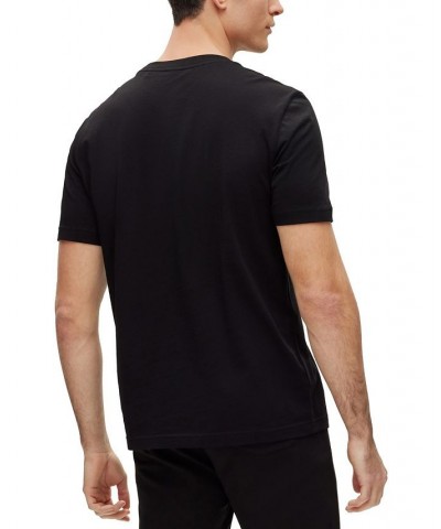 BOSS Men's Crew-neck T-shirt in Cotton with Multi-Coloured Logos Black $32.76 T-Shirts