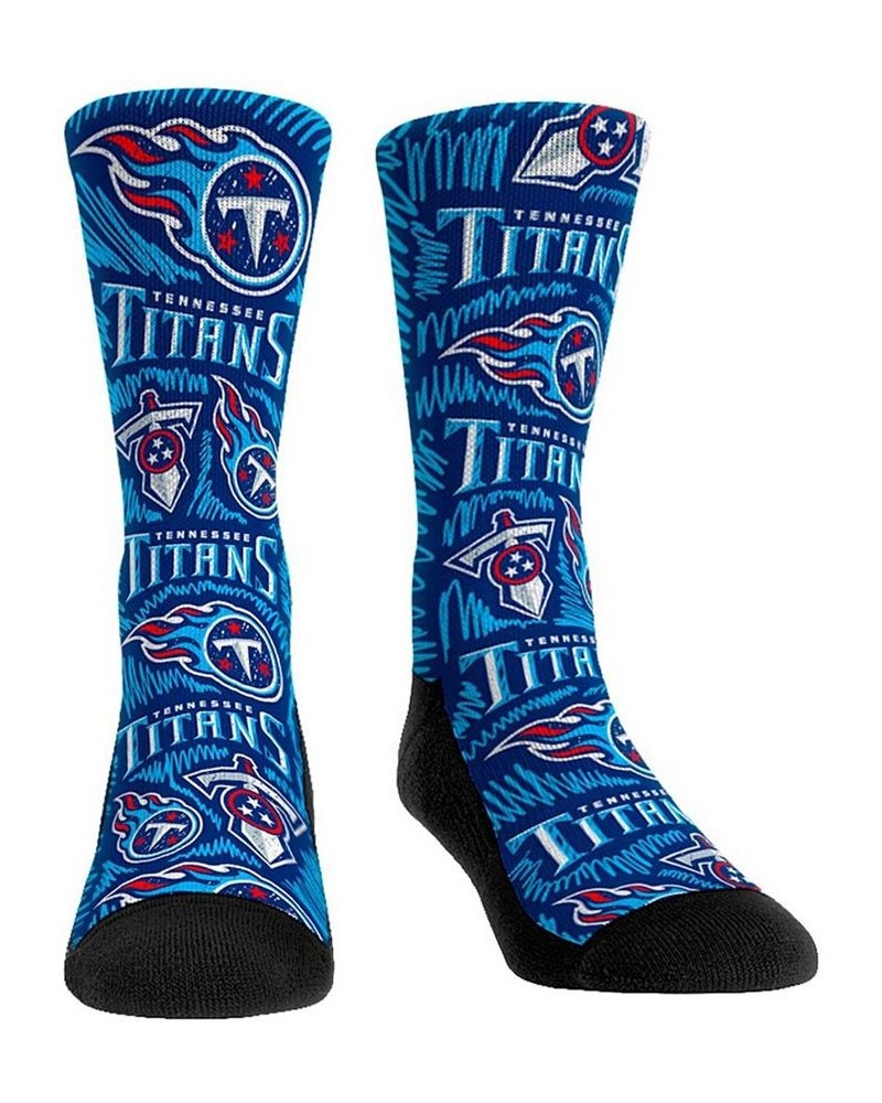 Men's Tennessee Titans Logo Sketch Multi Crew Socks $13.99 Socks