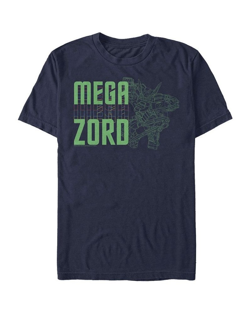 Men's Mega Zord Short Sleeve Crew T-shirt Blue $15.75 T-Shirts