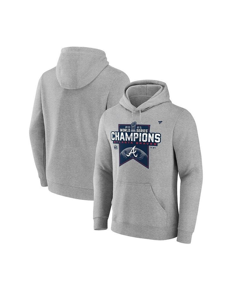 Men's Heathered Gray Atlanta Braves 2021 World Series Champions Locker Room Pullover Hoodie $32.20 Sweatshirt