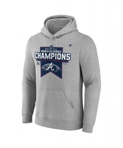 Men's Heathered Gray Atlanta Braves 2021 World Series Champions Locker Room Pullover Hoodie $32.20 Sweatshirt