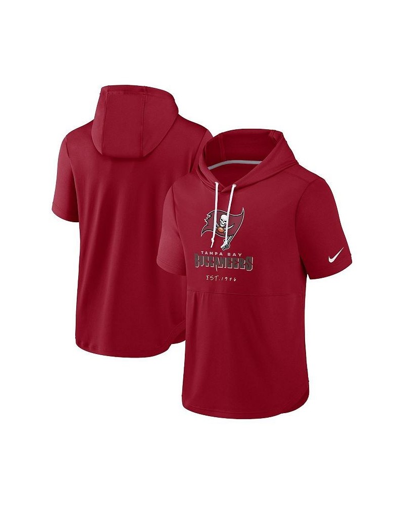 Men's Red Tampa Bay Buccaneers Short Sleeve Pullover Hoodie $33.60 Sweatshirt